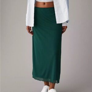 American Eagle Green Mesh Maxi Skirt